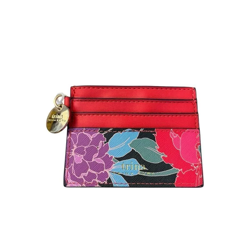 Trina Turk Multicolor Floral Wristlet Purse CardHolder Gift Set Red Purple NWT